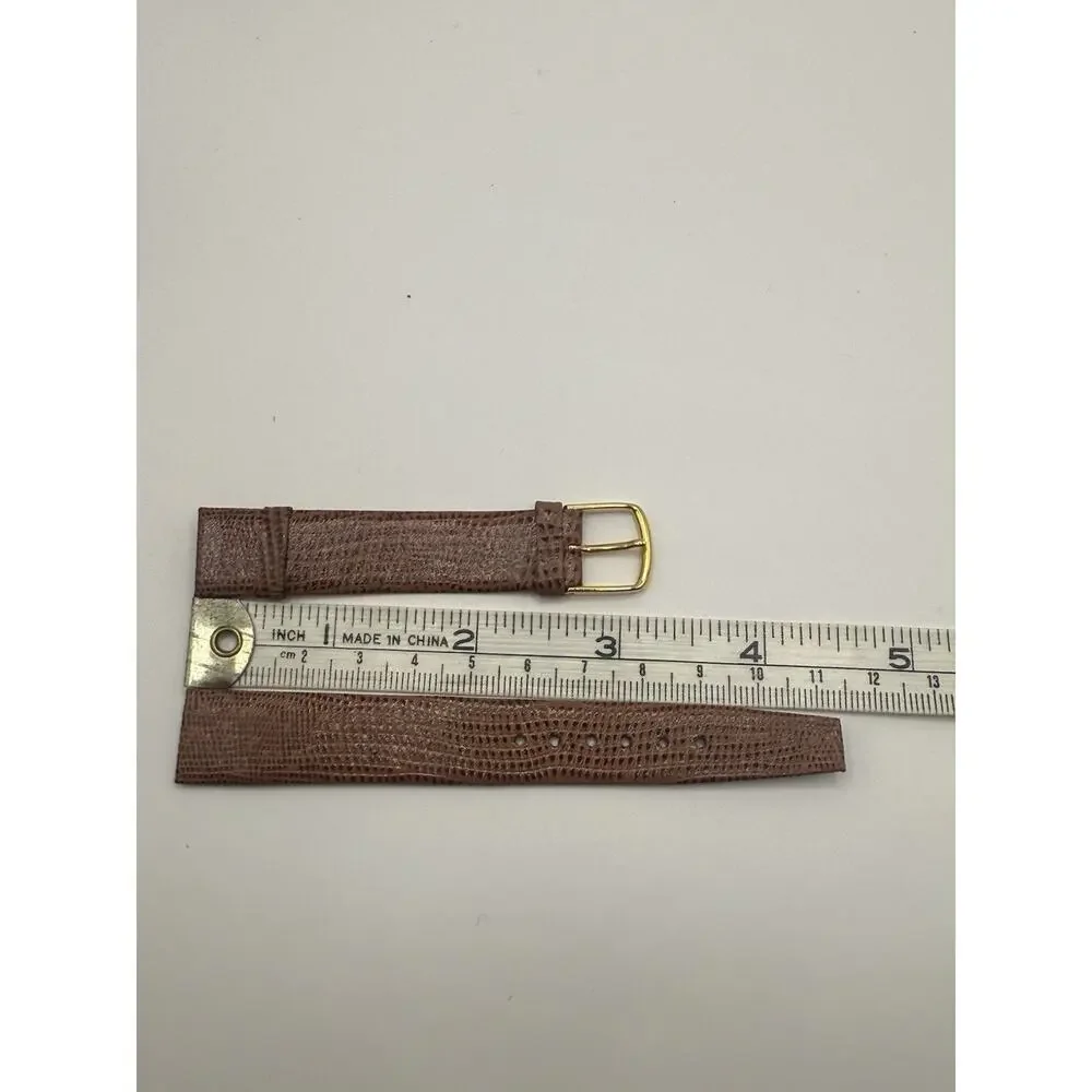 16mm KREISLER Lizard Calfskin Tan NOS Vintage Watch Band & Gold Buckle